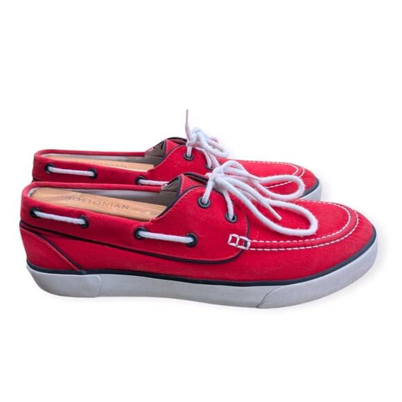 Polo Ralph Lauren Other - Polo Ralph Lauren Boat Sneakers Size 9.5D Red Lander Canvas
